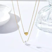 Altın Rengi Çift Katmanlı Kalp İnci Kolye Kadın Zarafeti