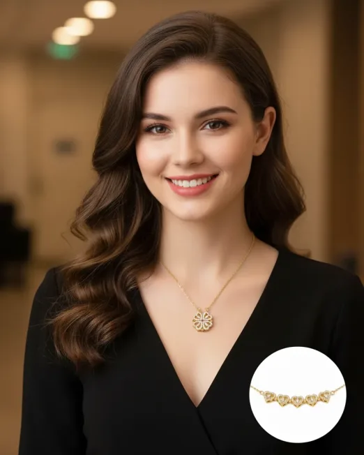 Altın Renk 4 Kalp Model Çelik Kolye Hediye İçin İdeal ve Uzun Ömürlü