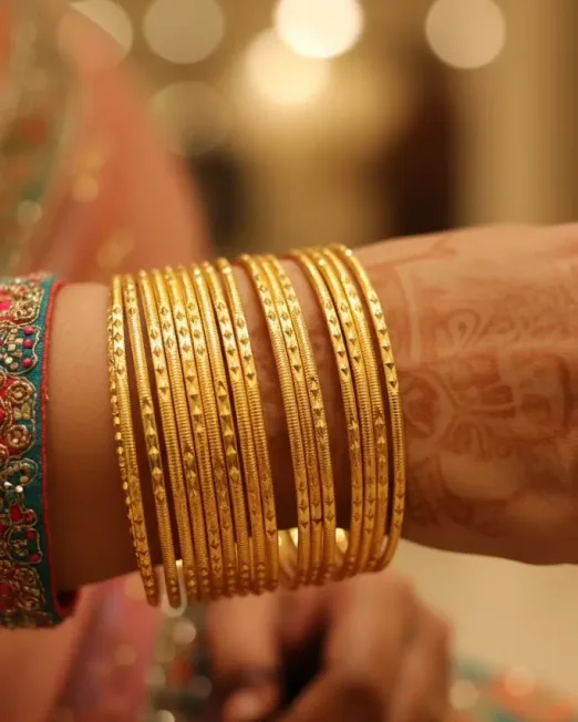 Bilekte Işıltı 7'li Ajda Bilezik Seti Altın Sarısı